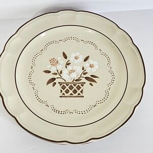 Hearthside Cumberland Dinner Plate  Cream Brown May blossom Floral 10in Set of 2